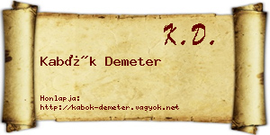 Kabók Demeter névjegykártya